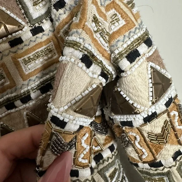 Veronica Beard Daryl Embellished Tan Brown Geometric Cotton Jacket - Picture 13 of 14